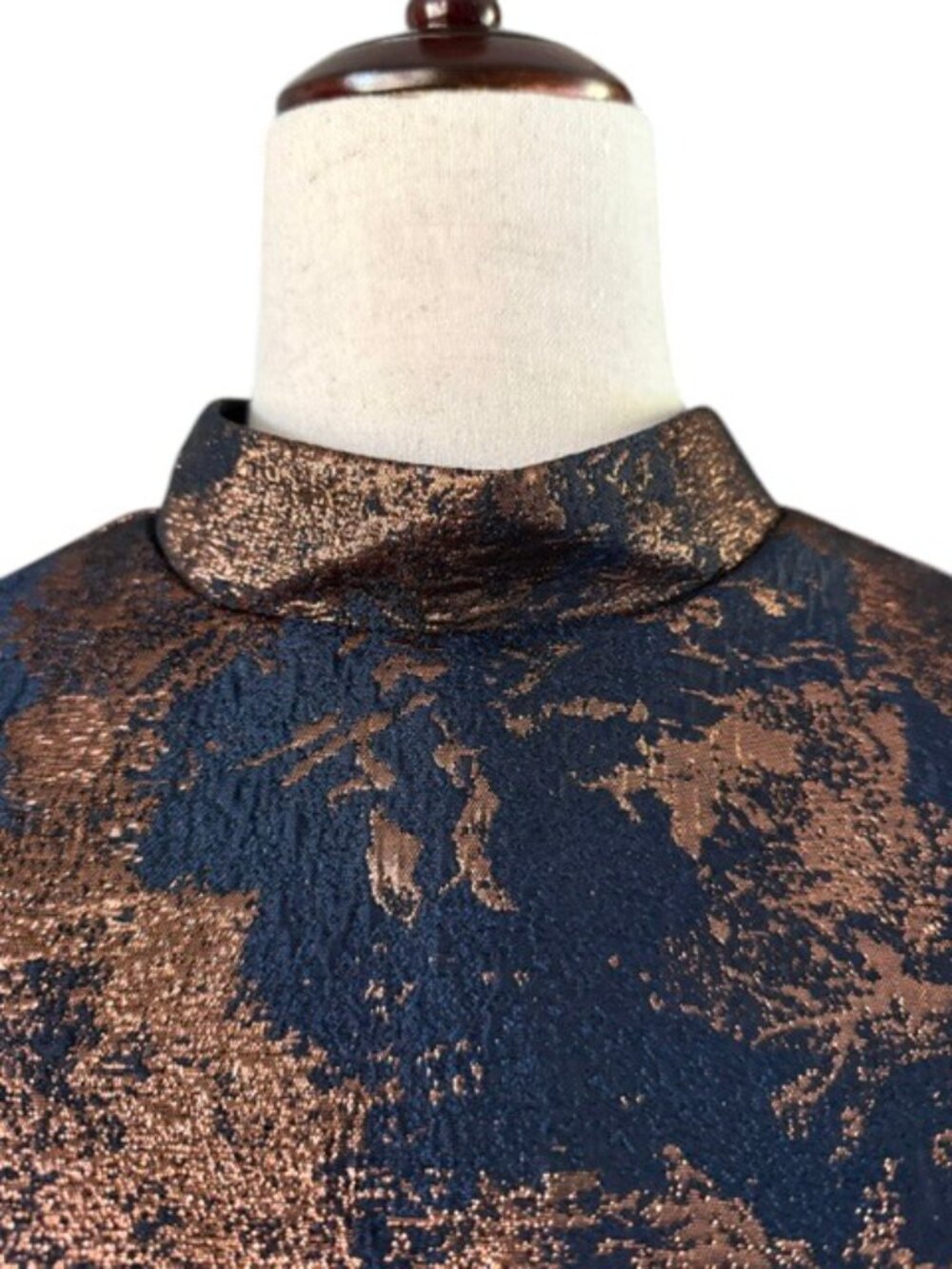 Spotlight by Warehouse Women Metallic Copper and Navy Blue Mini Dress Sz 2 NWOT - Picture 4 of 12